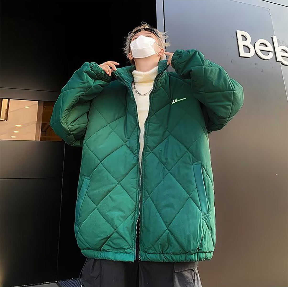 Men Solid Mock Collar Oversized Jackets
