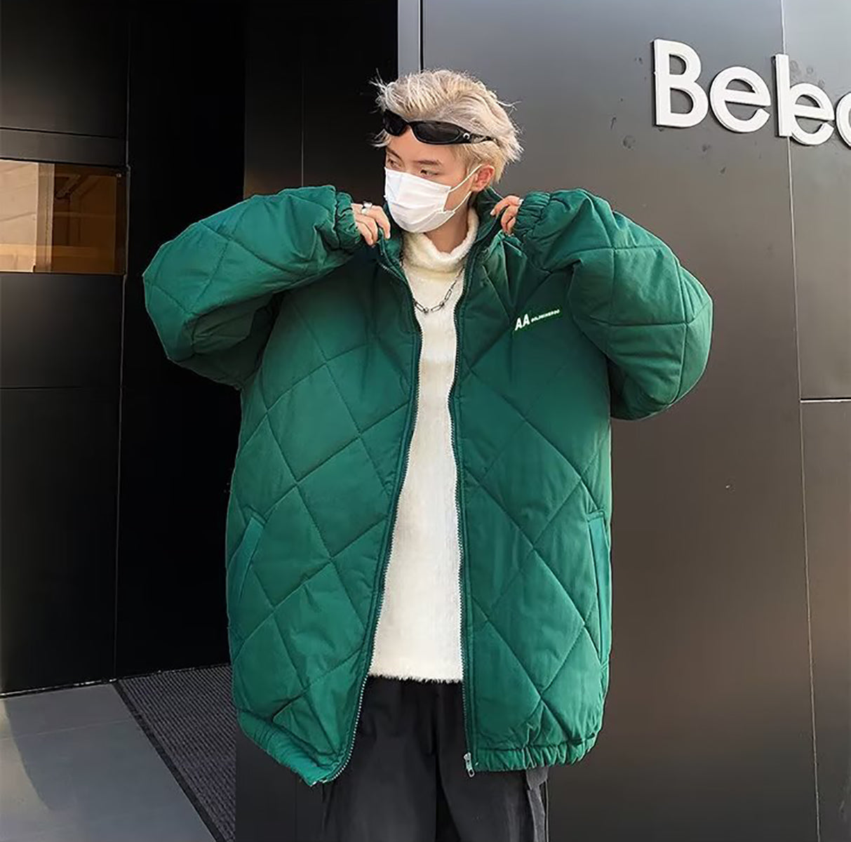 Men Solid Mock Collar Oversized Jackets
