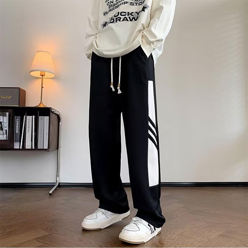 Men Mid-Rise Loose Fit Striped Joggers