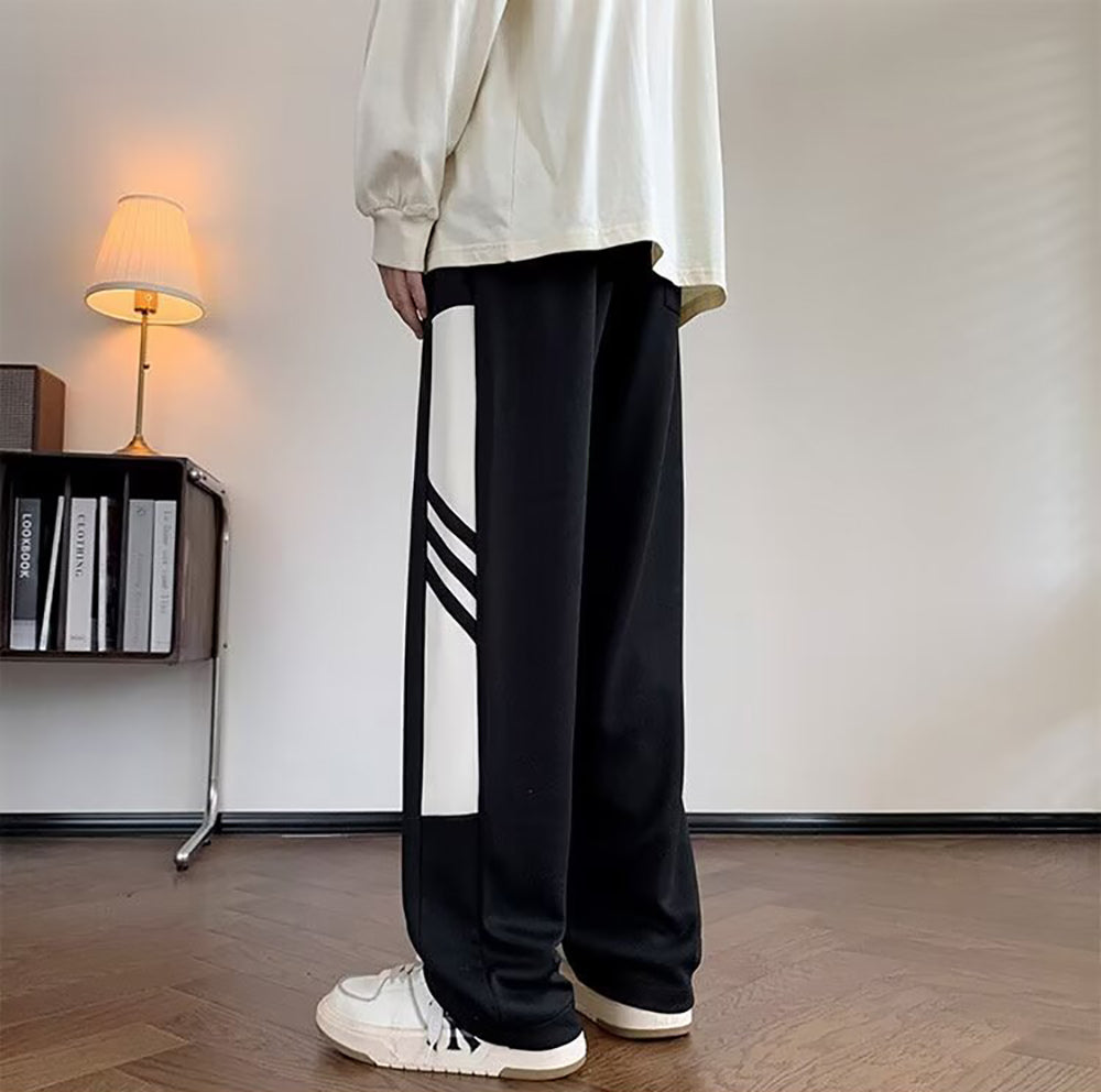 Men Mid-Rise Loose Fit Striped Joggers
