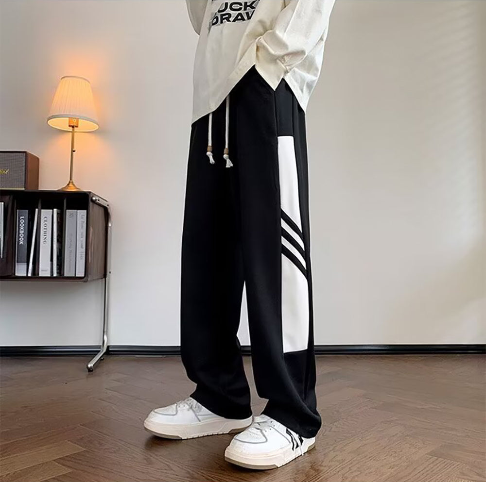 Men Mid-Rise Loose Fit Striped Joggers