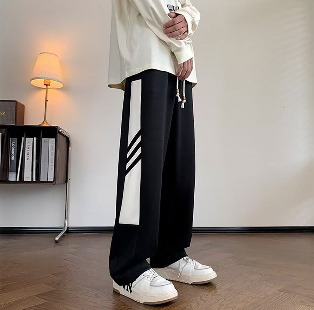 Men Mid-Rise Loose Fit Striped Joggers