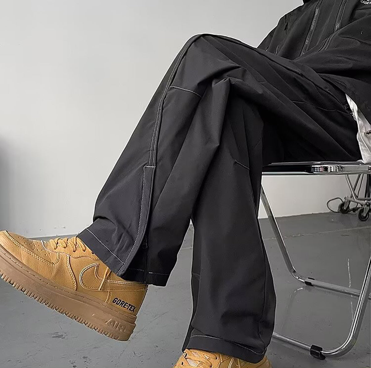 Men Solid Mid-Rise Parallel Trousers