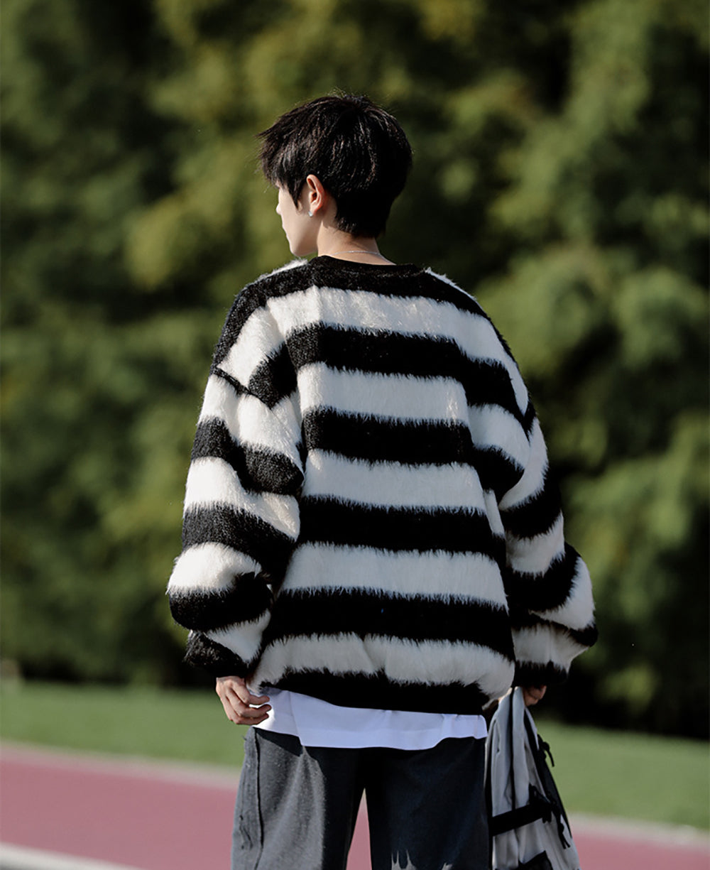 Men Striped Longline Pullover