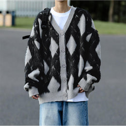 Men Colourblocked Longline Cardigan