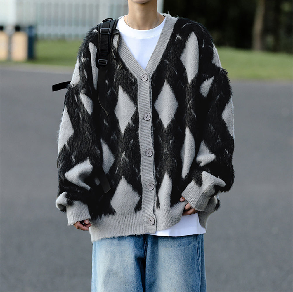 Men Colourblocked Longline Cardigan