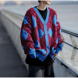 Men Longline Cardigan with Fuzzy Detail