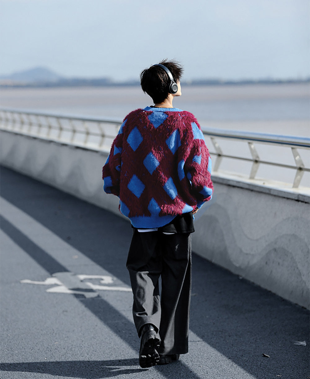 Men Longline Cardigan with Fuzzy Detail