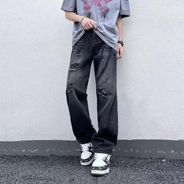 Men Regular Fit Low Distress Light Fade Jeans