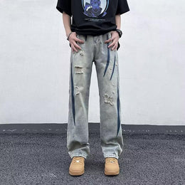 Men Low Distress Light Fade Jeans
