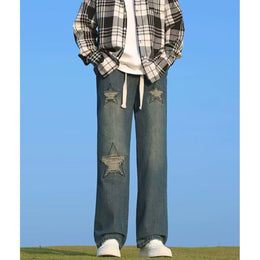 Men Wide Leg Mildly Distressed Jeans