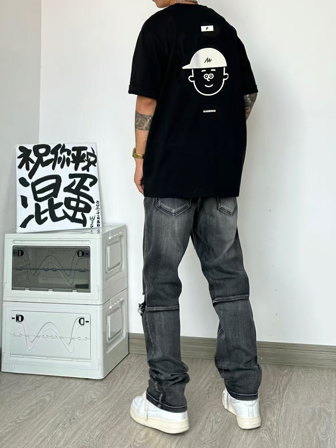 Men Printed Raw Edge T-shirt