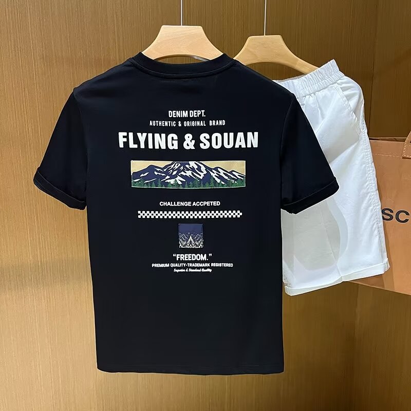 Men Printed Raw Edge T-shirt