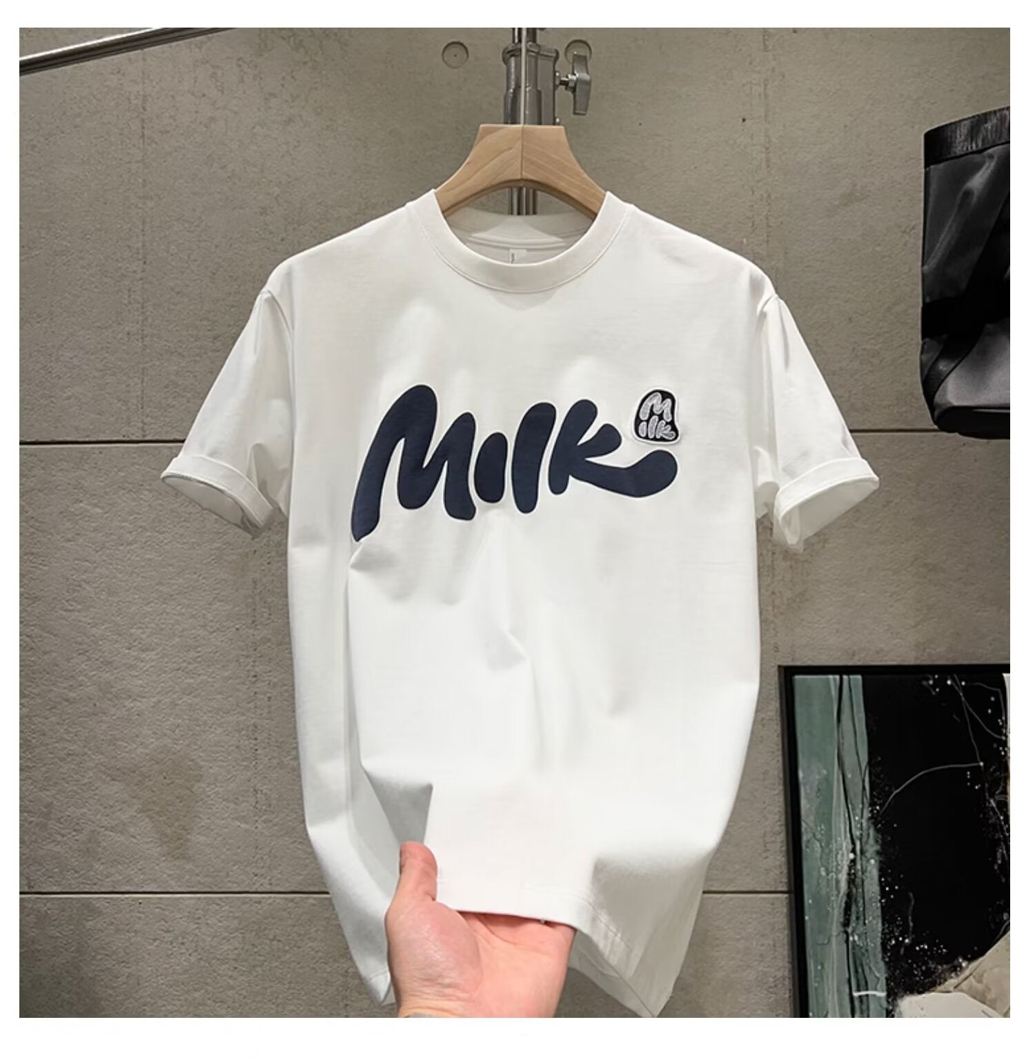 Men Printed Raw Edge T-shirt