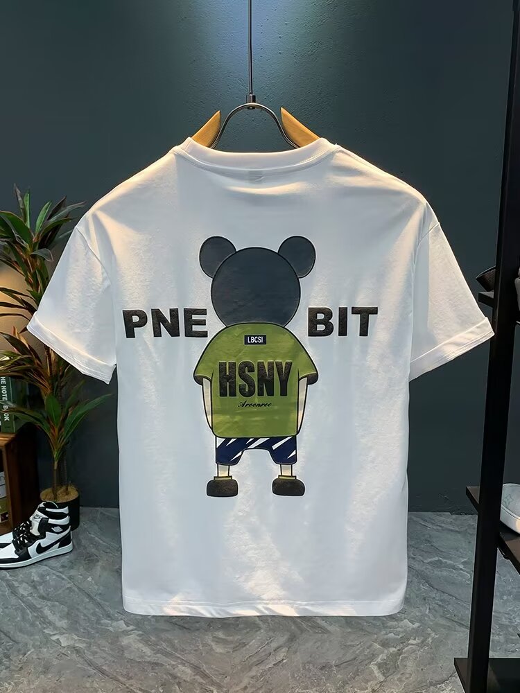 Men Printed Raw Edge T-shirt