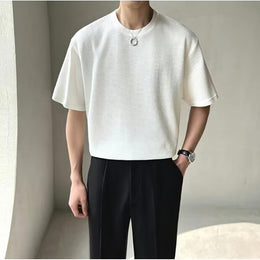 Men Solid Raw Edge Regular T-shirt