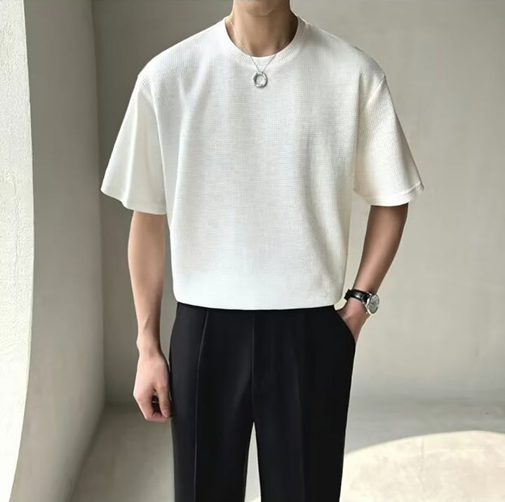 Men Solid Raw Edge Regular T-shirt