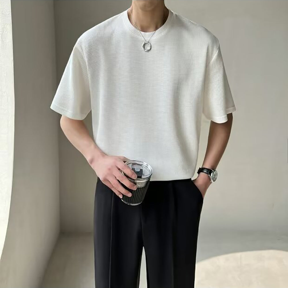 Men Solid Raw Edge Regular T-shirt