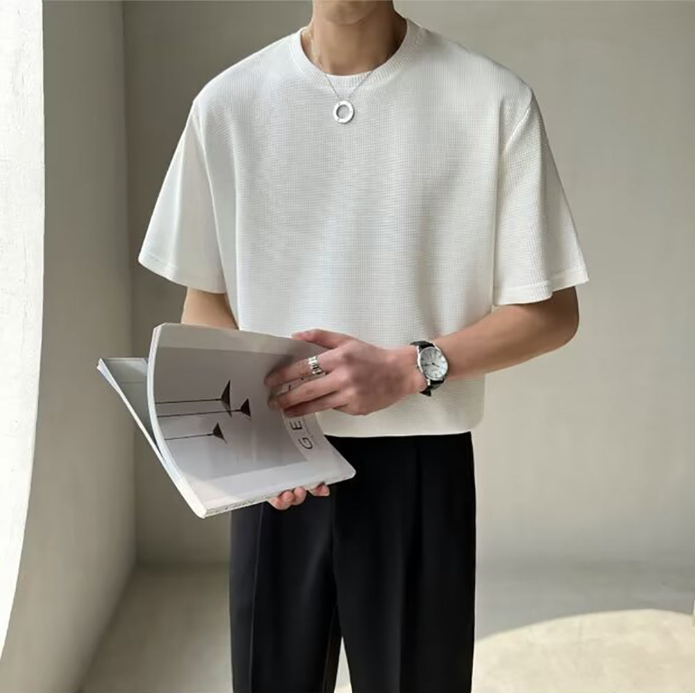 Men Solid Raw Edge Regular T-shirt