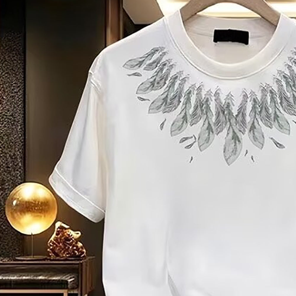 Men Printed Raw Edge T-shirt