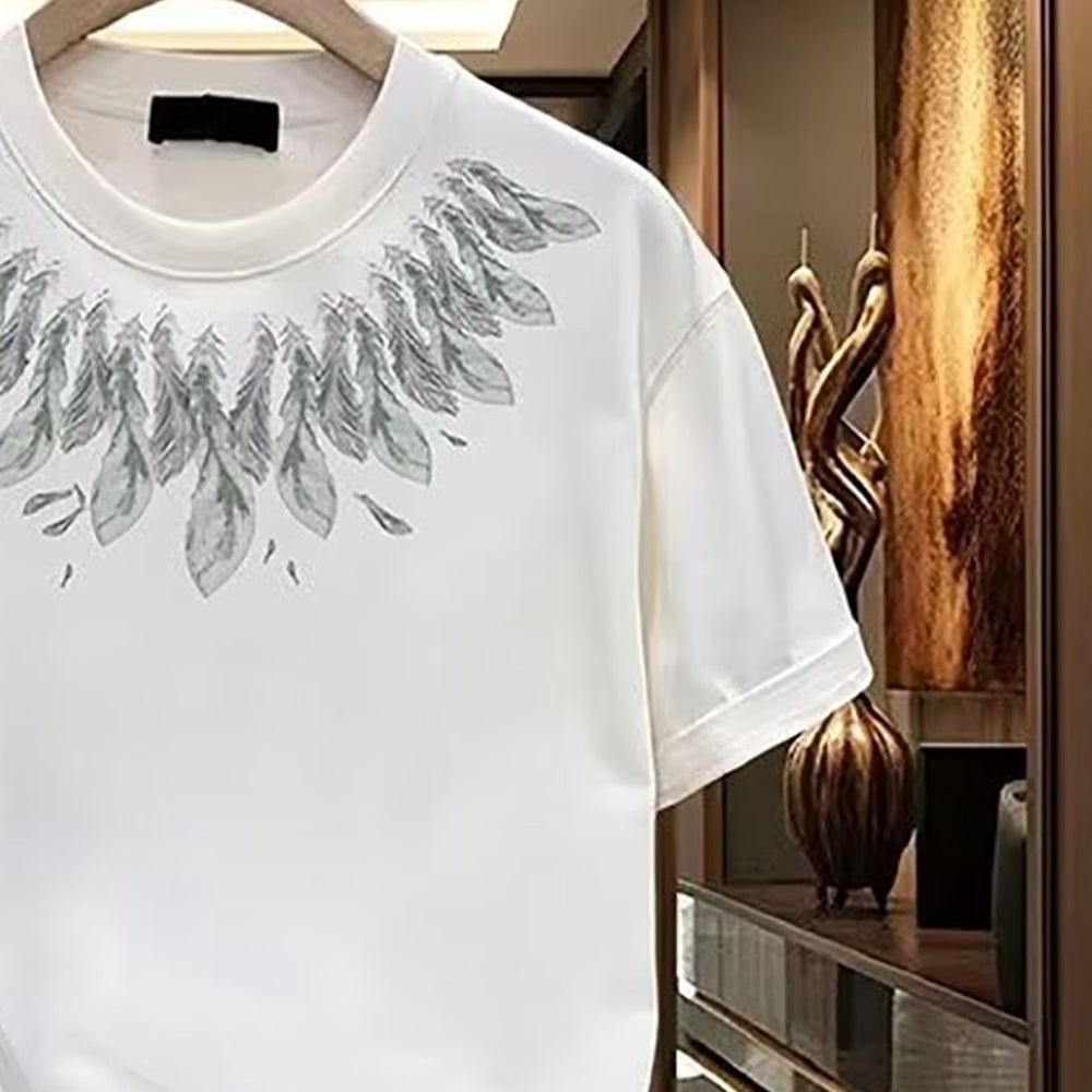 Men Printed Raw Edge T-shirt
