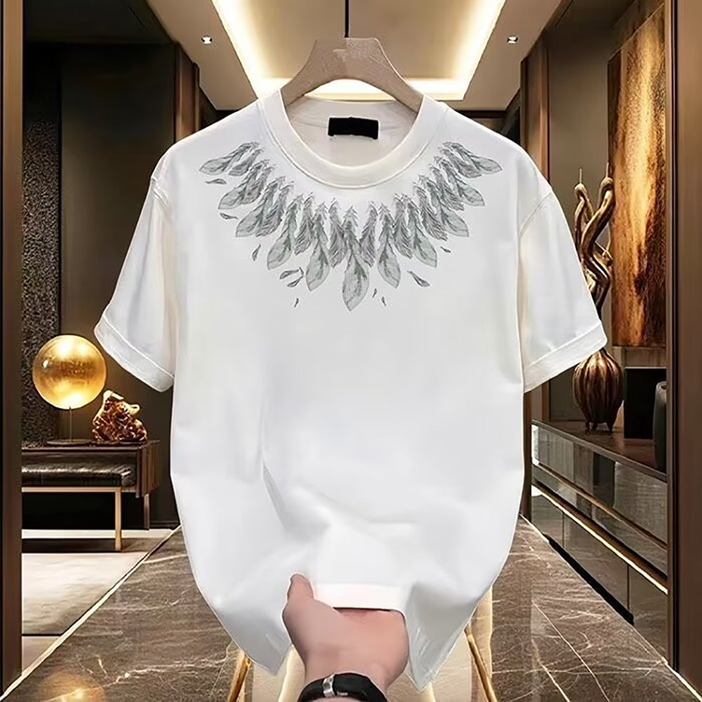 Men Printed Raw Edge T-shirt