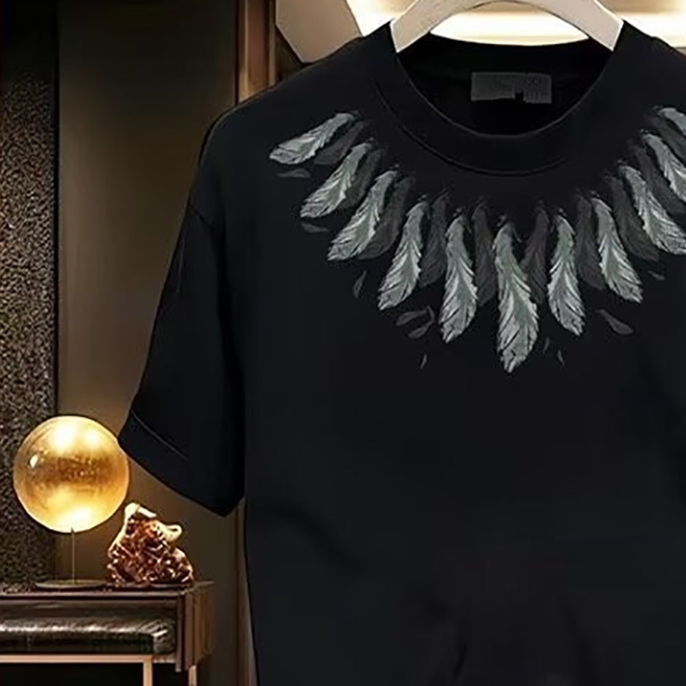 Men Printed Raw Edge T-shirt