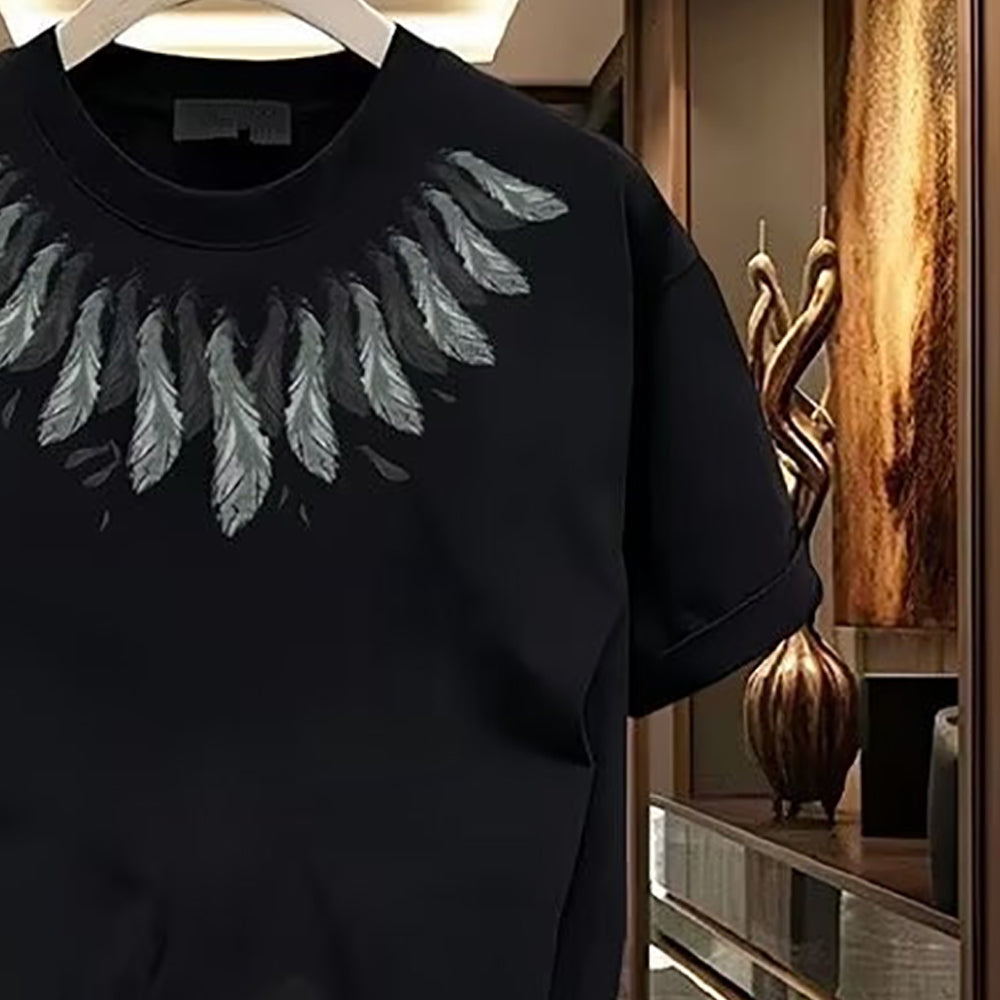 Men Printed Raw Edge T-shirt