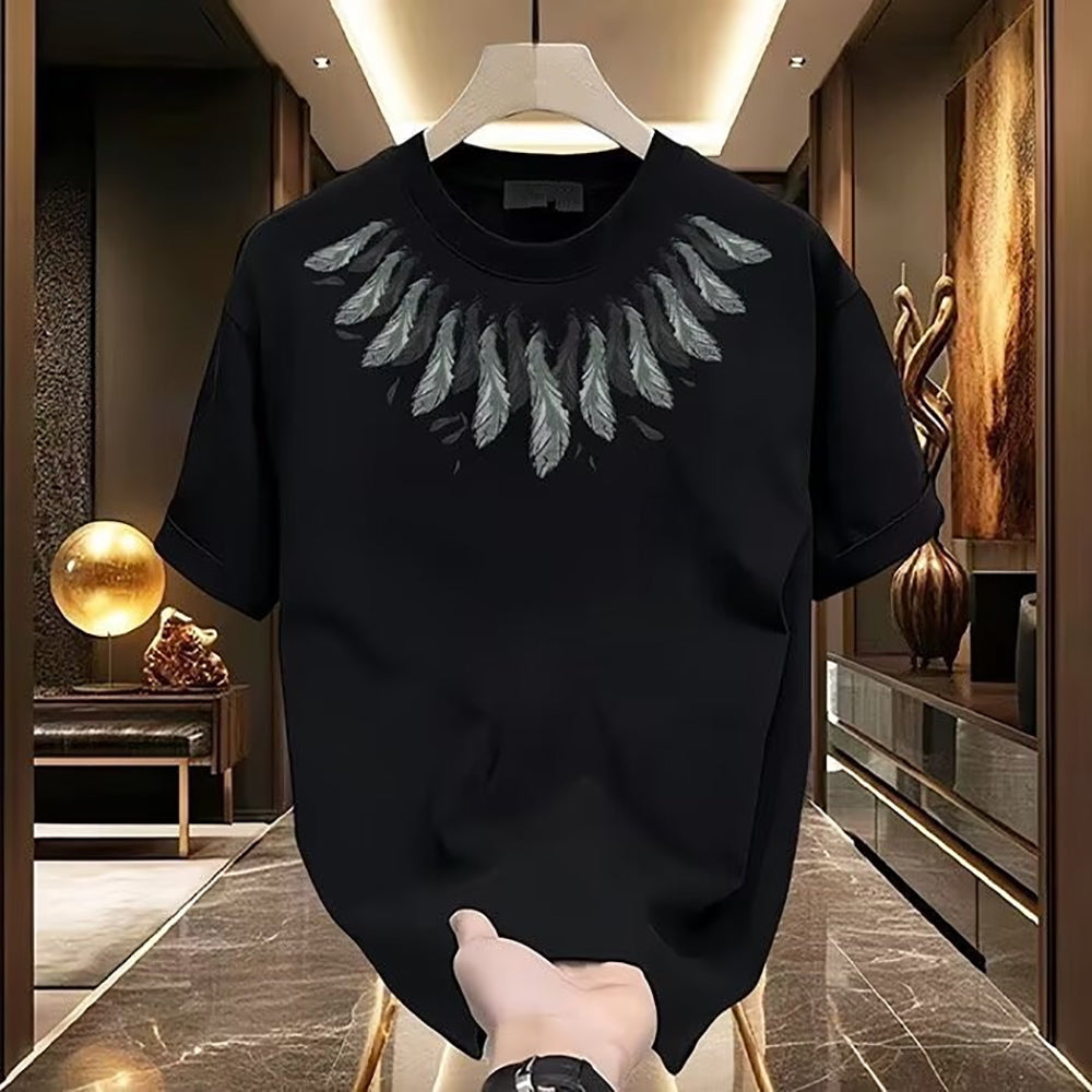 Men Printed Raw Edge T-shirt