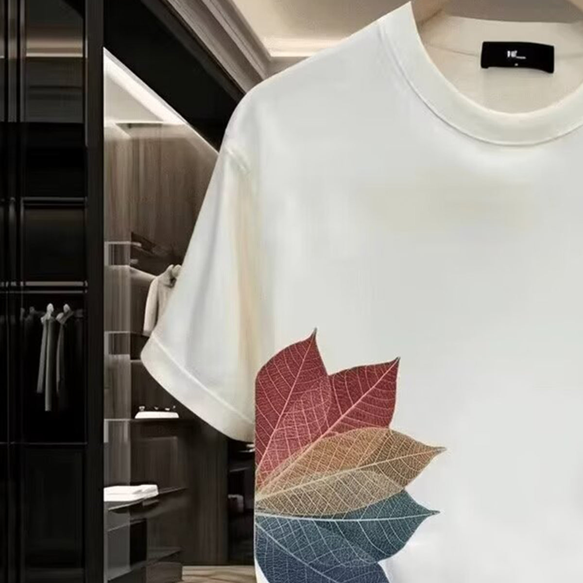 Men Printed Tropical Raw Edge T-shirt
