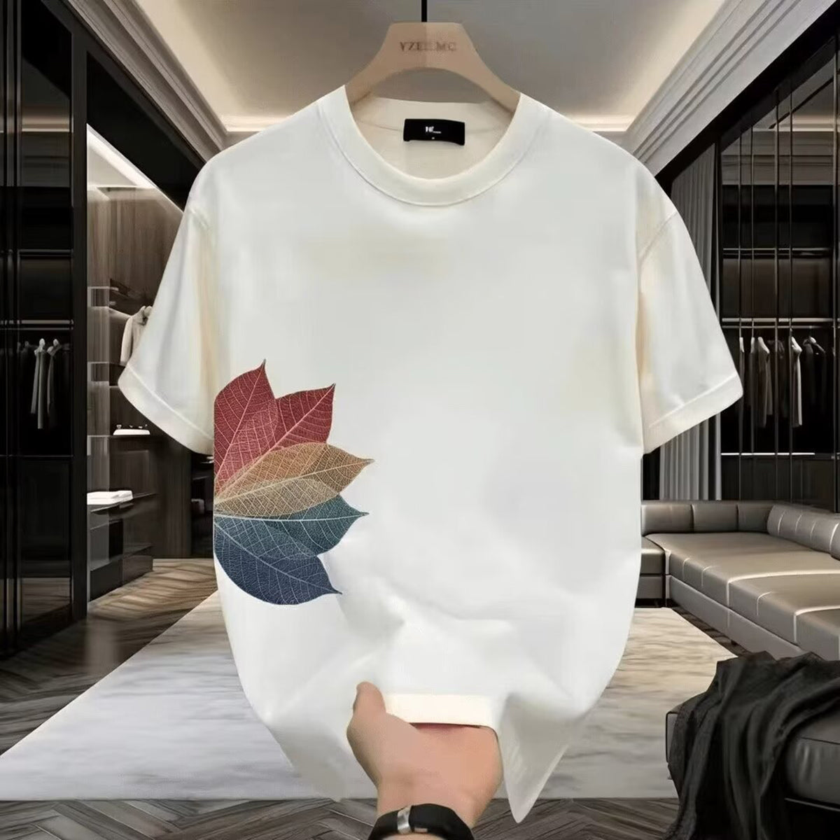 Men Printed Tropical Raw Edge T-shirt