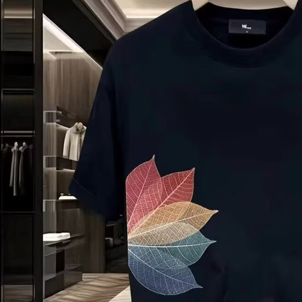 Men Printed Tropical Raw Edge T-shirt