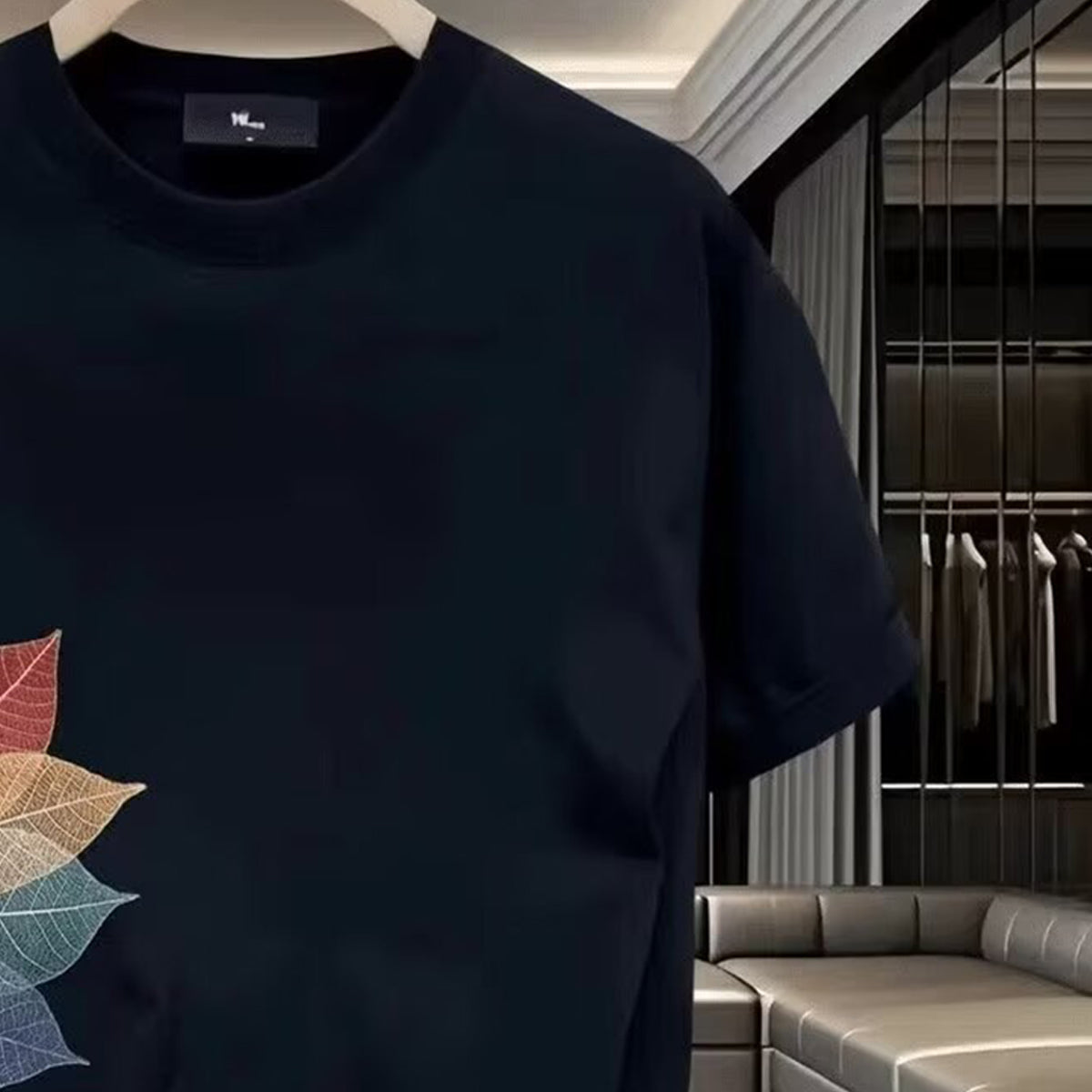 Men Printed Tropical Raw Edge T-shirt