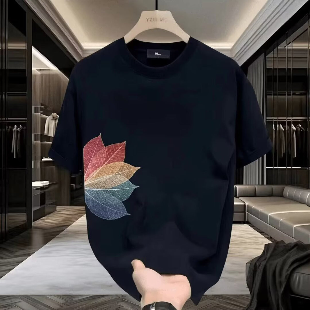 Men Printed Tropical Raw Edge T-shirt