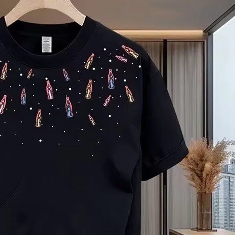 Men Printed Raw Edge T-shirt
