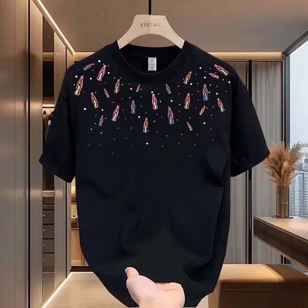Men Printed Raw Edge T-shirt