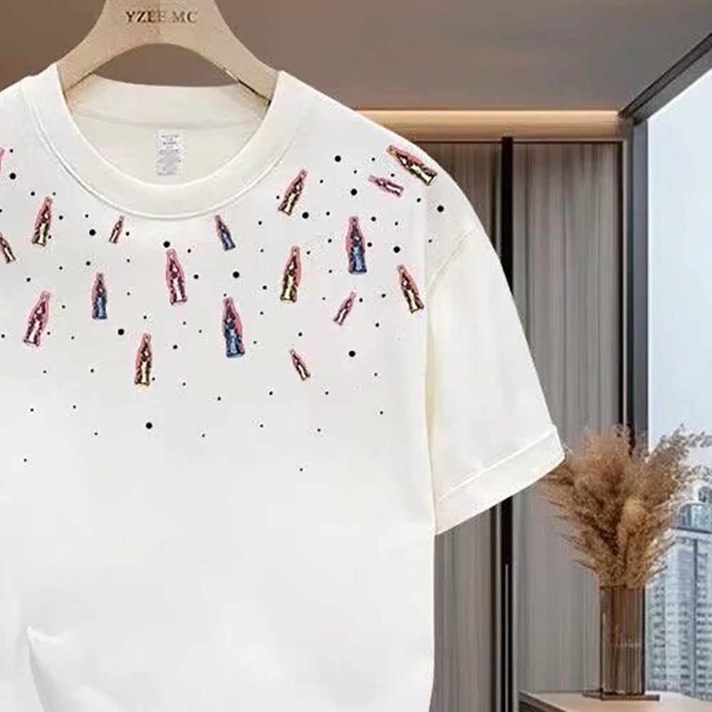 Men Printed Raw Edge T-shirt