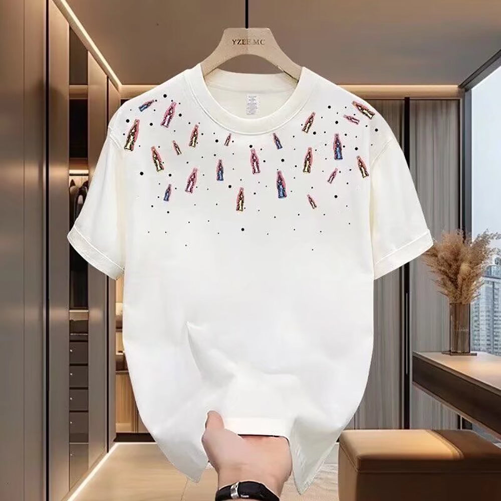 Men Printed Raw Edge T-shirt