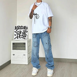 Men Printed Raw Edge T-shirt