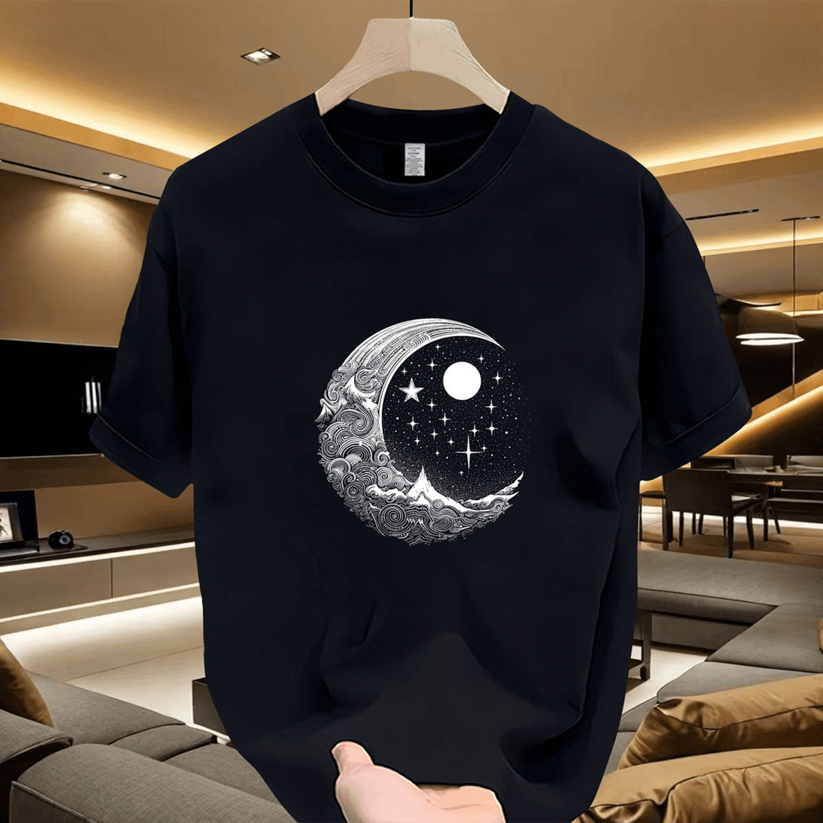 Men Printed Raw Edge T-shirt