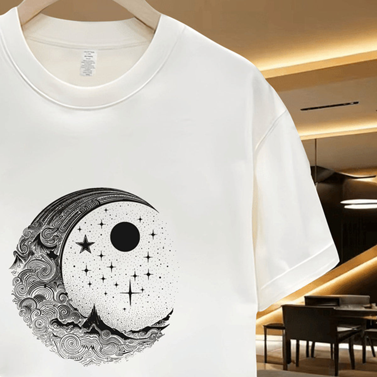 Men Printed Raw Edge T-shirt