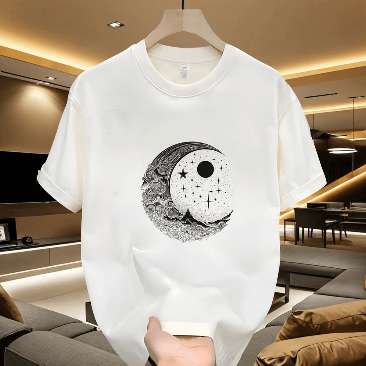 Men Printed Raw Edge T-shirt
