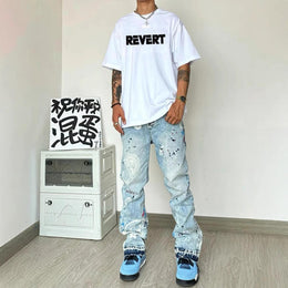 Men Typography Printed Raw Edge T-shirt