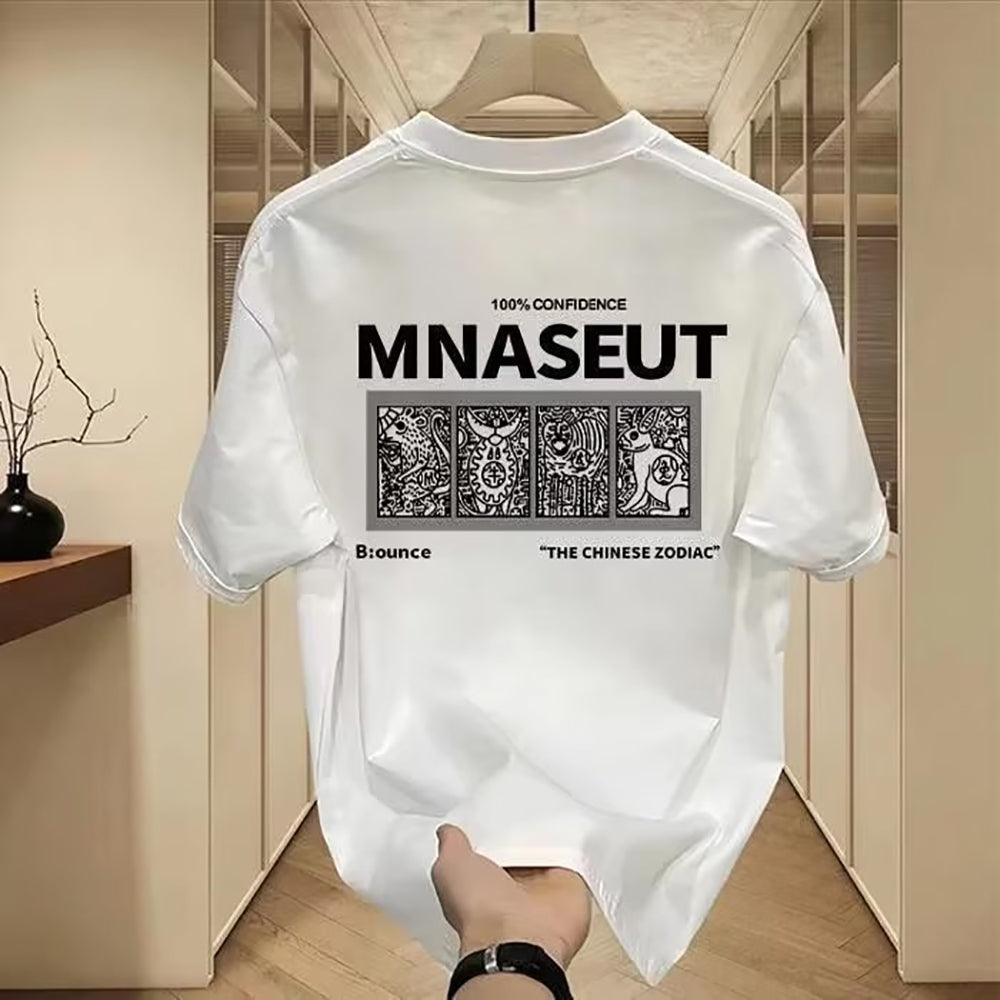 Men Printed Raw Edge T-shirt