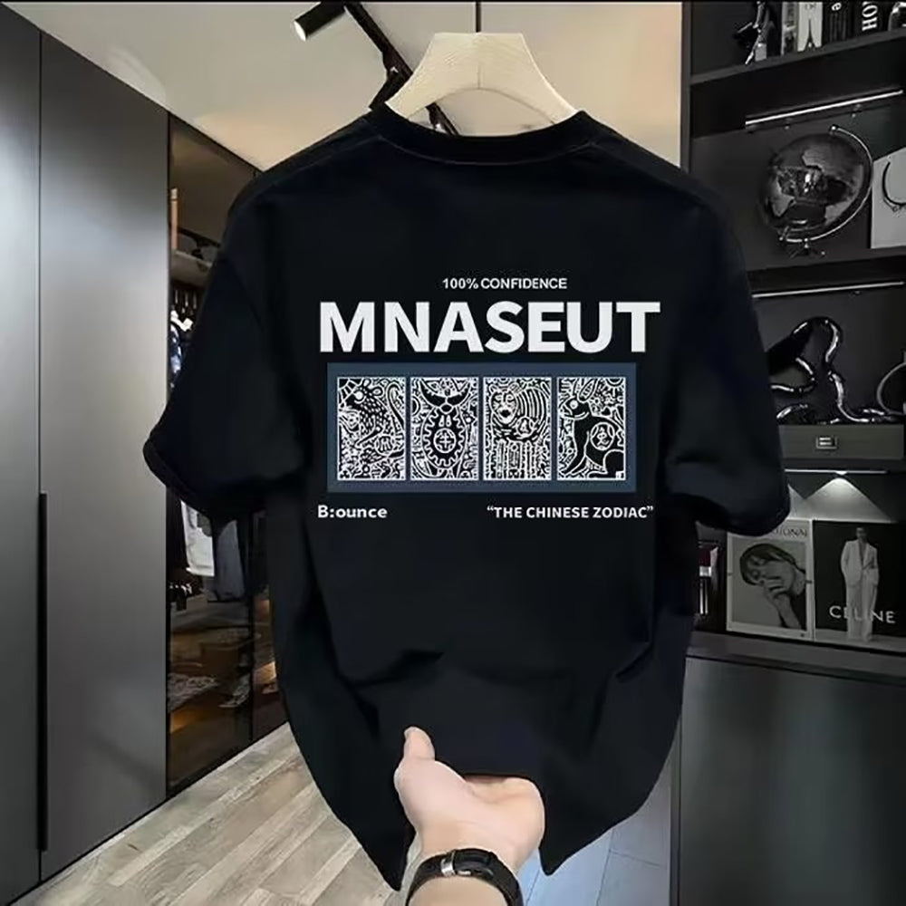 Men Printed Raw Edge T-shirt