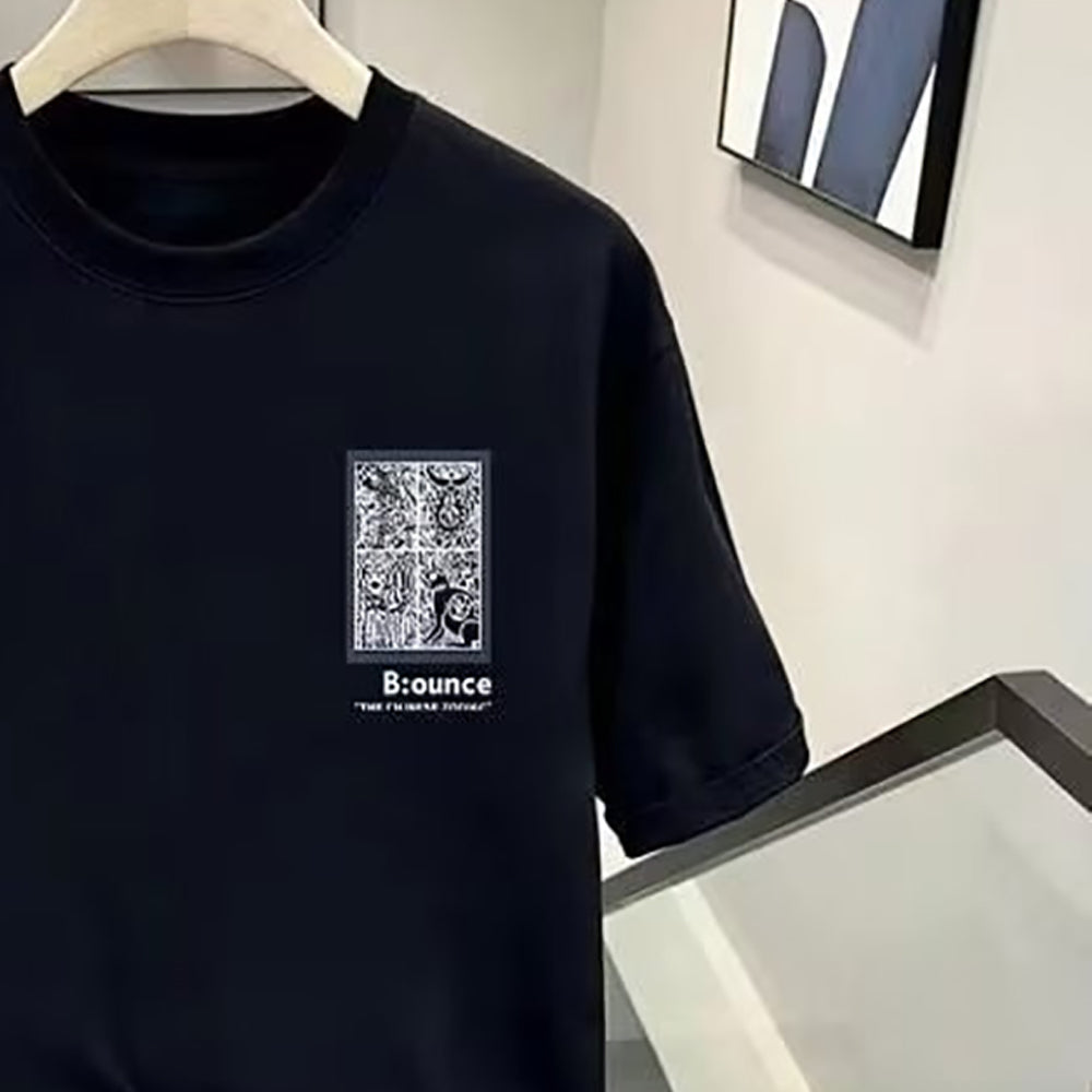Men Printed Raw Edge T-shirt