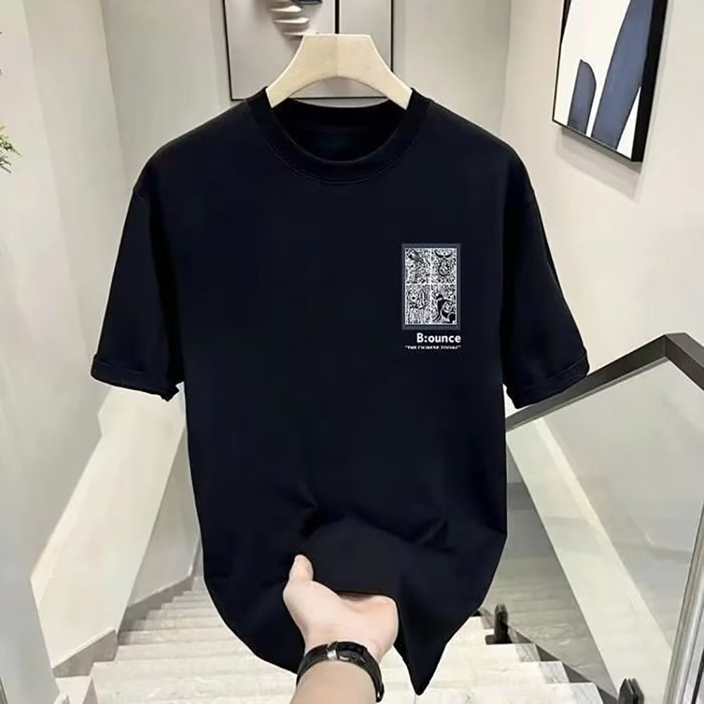 Men Printed Raw Edge T-shirt