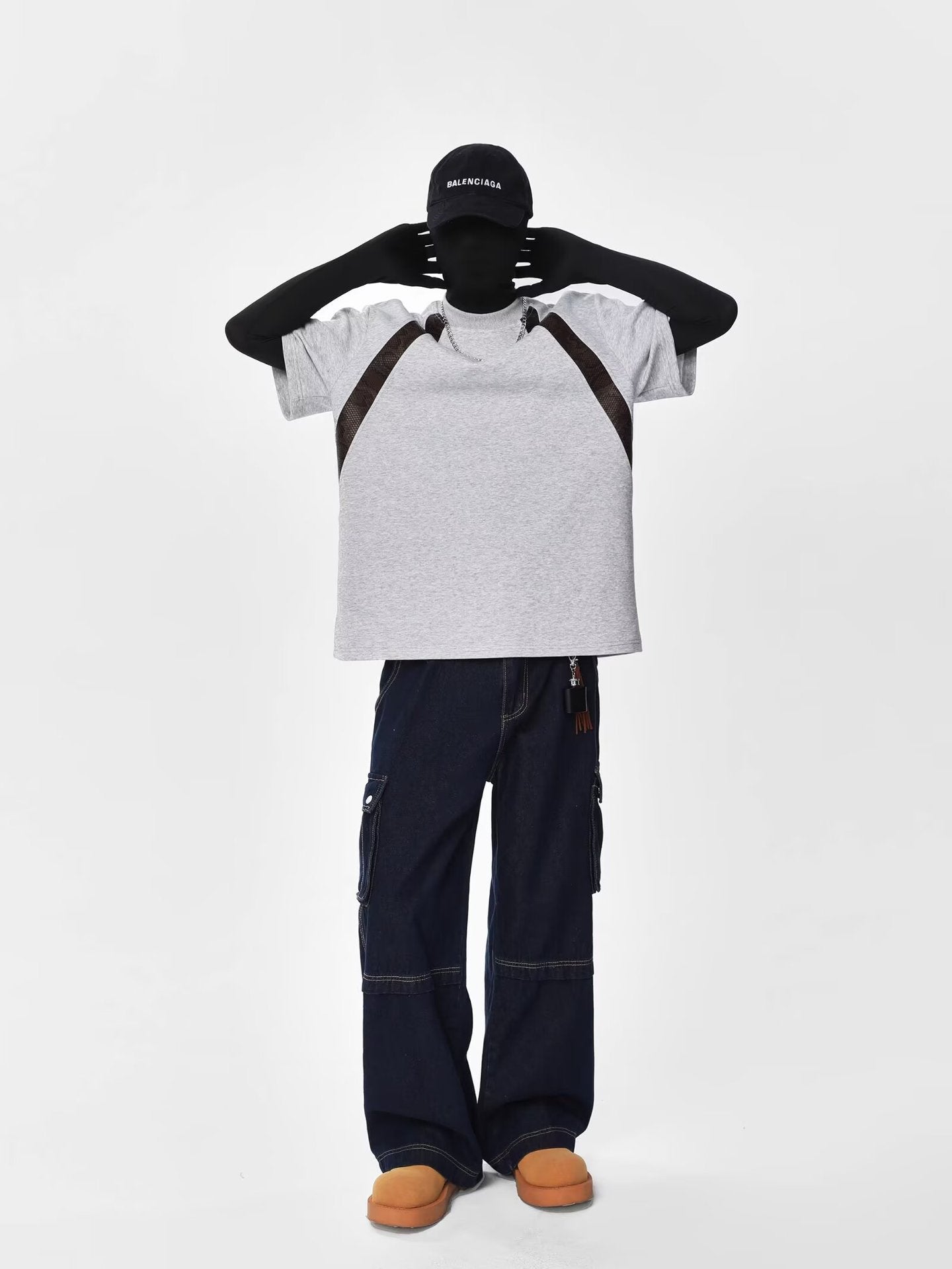 Colourblocked Round Neck Relaxed Fit T-Shirt