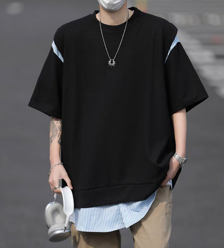 Men Solid Round Neck Oversized T-shirt