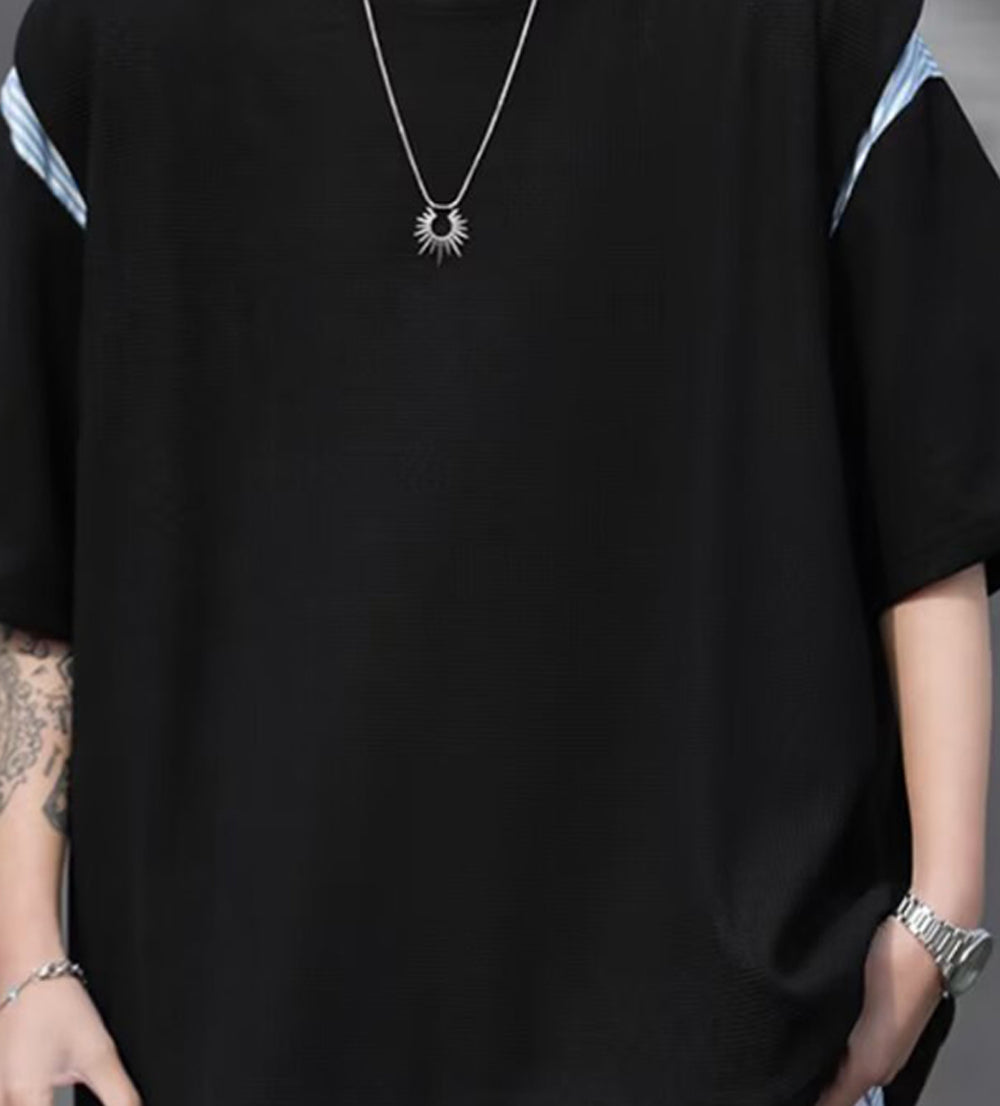 Men Solid Round Neck Oversized T-shirt